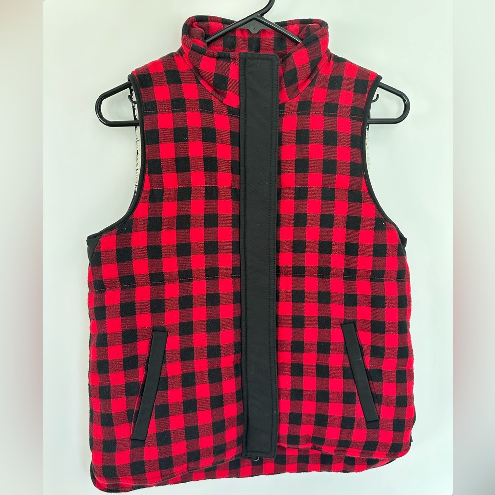 Madewell Plaid Cozy Vest Sherpa Lined